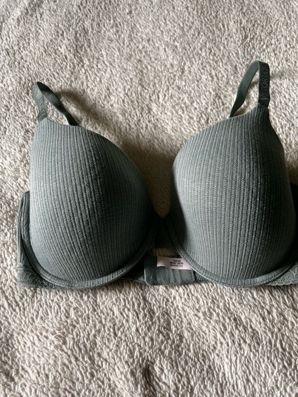 Victoria's Secret Ribbed Molded T-Shirt Bra - Gray Green